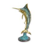 Bronzefigur Marlin, H. 65,4 cm, mehrfarbig, Fischfigur, Gartenfigur, A BRONZE SCULPTURE OF A MARLIN