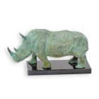 Bronzetierfigur Nashorn, Länge 28 cm, altgrün, Nashornfigur, Bronzenashorn, Dekofigur, A BRONZE SCULPTURE OF A RHINOCEROS - OLD GREEN