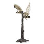 Bronzetierfigur zwei Papageien auf Zweig, Höhe 119,5 cm, mehrfarbig, Gartenfigur, Bronzepapagei, Papageienfigur, A BRONZE SCULPTURE OF A PAIR OF PARROTS ON A BRANCH