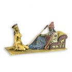 Bronzefigur mit nackter Frau und Mann, orientalische Darstellung, L. 18,5 cm, mehrfarbig, AN ORIENTAL BRONZE SCULPTURE
