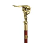 Gehstock, L. 93,6 cm, Bronzegriff mit nackter, turnender Frau, Frauenfigur, Handstock, Herrenstock, Flanierstock, A BRONZE-HANDLED WALKING STICK