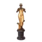 Bronzestatue Frau im Jugendstil, H. 158 cm, mehrfarbig, Frauenstatue, Gartenstatue, A BRONZE ART NOUVEAU SCULPTURE OF A WOMAN