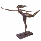Moderne Bronzefigur nackte, turnende Frau - H. 94,8 cm