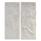 2er-Set dekorative Jugendstil-Wandpaneele, einfarbig, Reliefwandbild, A PAIR OF MGO ART NOUVEAU WALL MOUNT PLAQUES