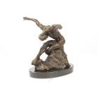 Moderne Bronzefigur Mann, Akt, Höhe 27,9 cm, Dekofigur, A MODERNIST BRONZE SCULPTURE OF A NUDE MALE DANCER