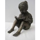 Bronze Figur, kleines Mädchen mit Buch, Figur, Bronzefigur