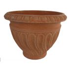Galestro Terracotta, Vaso Scannellato, runder Pflanztopf mit Muster, Vase, Pflanzgefäß