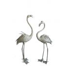 Bronzetierfigur Flamingo-Paar, 2er-Set, Bronzeflamingo, Flamingofigur, Gartenfigur, Tierfigur