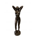 Bronze Figur, stehende Frauenfigur, nackte Frau, Bronzefigur, Statue, Skulptur, Gartendekoration