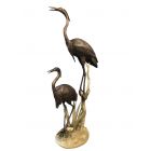 Bronzetierfigur Reiher-Paar, Vogelfigur, Reiherfigur, Bronzereiher, Gartenfigur, Tierfigur
