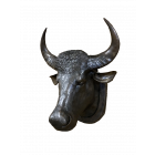 Bronzefigur Stierkopf zur Wandbefestigung, Stierfigur, Bronzetierfigur, Bronzestier, Bronze