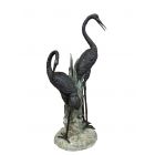 Bronzefigur Reiherpaar, Reiher, Reiherfigur, Bronzetierfigur, Bronzereiher, Bronze