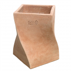 Impruneta Terracotta, DNA, Blumenkasten, quadratisch, modern, schlicht, grau, verdrehte Optik, Vierecktopf, Terracottatopf