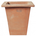 Impruneta Terracotta, Tuscia, Blumenkasten, quadratisch, schlicht, klein, grau, Vierecktopf, Terracottatopf