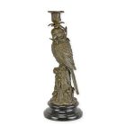 Bronzefigur Papagei als Kerzenständer, Kerzenhalter, Papageienfigur, Bronzepapagei, Bronzekerzenständer, A BRONZE PARROT CANDLE HOLDER