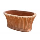 Galestro Terracotta, Ovalina Scalfita, Pflanztopf, oval, verziert, Streifenverzierung, Ovaltopf, Terracottatopf