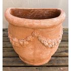 Galestro Terracotta, Tasca Festone, Wandtopf, Blumentopf, halbrund, verziert, Früchtegirlande
