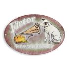 Gusseisen-Wandschild, oval, Länge 29,4 cm, A CAST IRON "HIS MASTER'S VOICE" PLAQUE