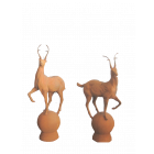 2er-Set Gusseisenfiguren Hirsche, Hirschfigur, Gusseisenhirsch, Gusseisentier, Tierfigur, Gartenfigur, Wildtier