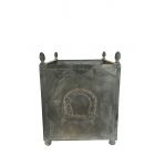 Metallpflanzgefäß, quadratischer Blumentopf aus Stahl mit Girlande (54 cm)