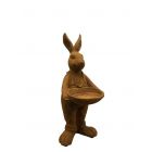 Gusseisen Figur, stehender Hase mit Schale, Tierfigur, Tier