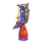 Glasvase mit Gesicht, H. 50,2 cm, abstrakt, Murano-Stil, Gesichtsvase, Blumenvase, modern, A MURANO STYLE ABSTRACT GLASS VASE
