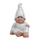 Wichtel, sitzend, H. 29 cm, cappuccino, Gartenzwerg, Terracotta, glasiert, Heritage Garden, Gartenfigur, Gartendeko