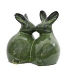 Hasenpaar - H. 23 cm - Heritage Garden - glasiert - grün