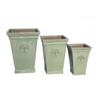 Blumenvase Home & Garden, glasiert, viereckig, lindgrün, Gartenkeramik, Pflanzvase, Bodenvase, Pflanztopf, Übertopf, Vierecktopf, Blumenkübel