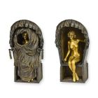 Bronzefigur nackte Frau in Strandkorb, H. 20,2 cm, Aufklappfigur, Frauenakt, A BRONZE SCULPTURE OF A FEMALE NUDE IN BEACH CHAIR (1 Stück)