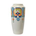 Art Déco Porzellanvase, Höhe 39,6 cm, weiß-bunt, Blumenvase, AN ARTDECO PORCELAIN FLOWER VASE