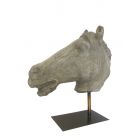 Kunststein, Pferdekopf auf Stab, Tierfigur, Tier, Gartendekoration