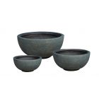 Blumenschale MetallicLine - Fiberzement - rund - Farbe Antra/Gold