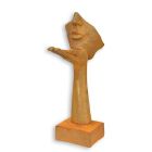 Dekofigur Kusshand, H. 30, cm, Gusseisen, rostig, A RUSTY CAST IRON FIGURINE OF A BLOW KISS