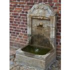 Natursteinwandbrunnen mit Wasserhahn, Wandbrunnen, Wasserstelle, Wasserzapfstelle, Außenwaschbecken, Gartenbrunnen, Wasserbecken, Brunnen, Steinbrunnen