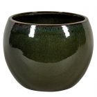Keramiktopf Georgeta 1-01DA, grün, schlicht, glasiert, rund, Übertopf, Blumentopf