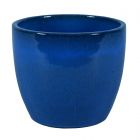 Keramiktopf Georgeta 10-01B, blau, schlicht, glasiert, rund, Pflanztopf, Blumentopf