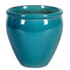 Keramiktopf Shanghai 11-01DB, türkis, schlicht, glasiert, rund, Pflanztopf, Blumentopf