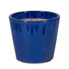 Keramiktopf Georgeta 4-01B, blau, schlicht, glasiert, rund, Pflanztopf, Blumentopf