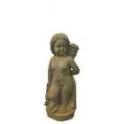 Naturstein, Steinfigur, kleiner Junge mit Köcher und Ente, Figur, Gartenfigur