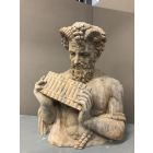 Naturstein, Steinfigur, Büste Mann mit Panflöte, Gartenfigur