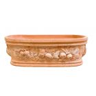 Galestro Terracotta, Cassetta Ovale Melograno, verzierter, ovaler Blumenkasten, Terracottatopf