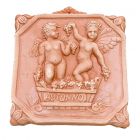 Galestro Terracotta, Mattonella 4 Stagioni Autunno, Wandfliese Herbst, Vierjahreszeitenmotiv, quadratisch, Wandbild, Engel, Putten, Dekoration, Relief