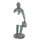 Bronzefigur Mann mit Koffer, H. 79,3 cm, A BRONZE SCULPTURE OF A MAN WITH A VALISE