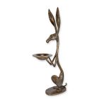 Bronzefigur Hase, Höhe 104,5 cm, Hasenfigur, Bronzehase, Bronzetier, Tierfigur, Gartenfigur, Dekofigur, A BRONZE SCULPTURE OF A HARE HOLDING A TRAY