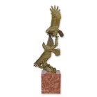 Bronzetierfigur kämpfende Adler, H. 84,4 cm, Adlerfigur, Marmorsockel, Tierfigur, BRONZE EAGLES