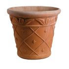 Impruneta Terracotta, Vaso Ananas, Blumentopf, rund, verziert, Ananasdekor, Ananastopf, Rundtopf, Terracottatopf