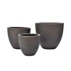 Blumentopf EasyLite Tavita, Fiberglas, rund, Farbe Antikbraun, Gartengefäß, Pflanztopf, Übertopf