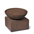 Ceru Brunnenschale Ø 100 cm, Sockel L. 80 cm , LED-Beleuchtung, Pumpensystem, EasyLite, Fiberglas, Farbe Rusty Iron, Gartenbrunnen