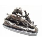 Bronzefigur Entenjagd, Jagdszene, Entenfigur, Hundefigur, Tierfigur, Dekofigur, A BRONZE SCULPTURE OF A DUCKCHASE